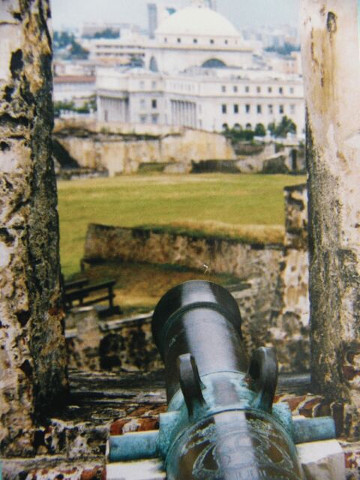 Fort San Cristobal Cannon And View Through Opening